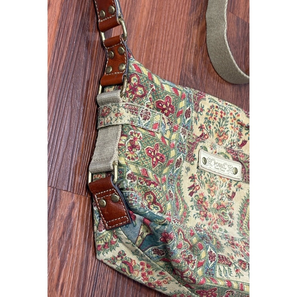 Fossil Medium Canvas Floral Shoulder Crossbody Bag Adjustable Vintage READ! - Picture 9 of 16